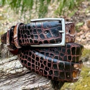 Torino Bi Colored Crocodile Embossed Calf Leather Belt!